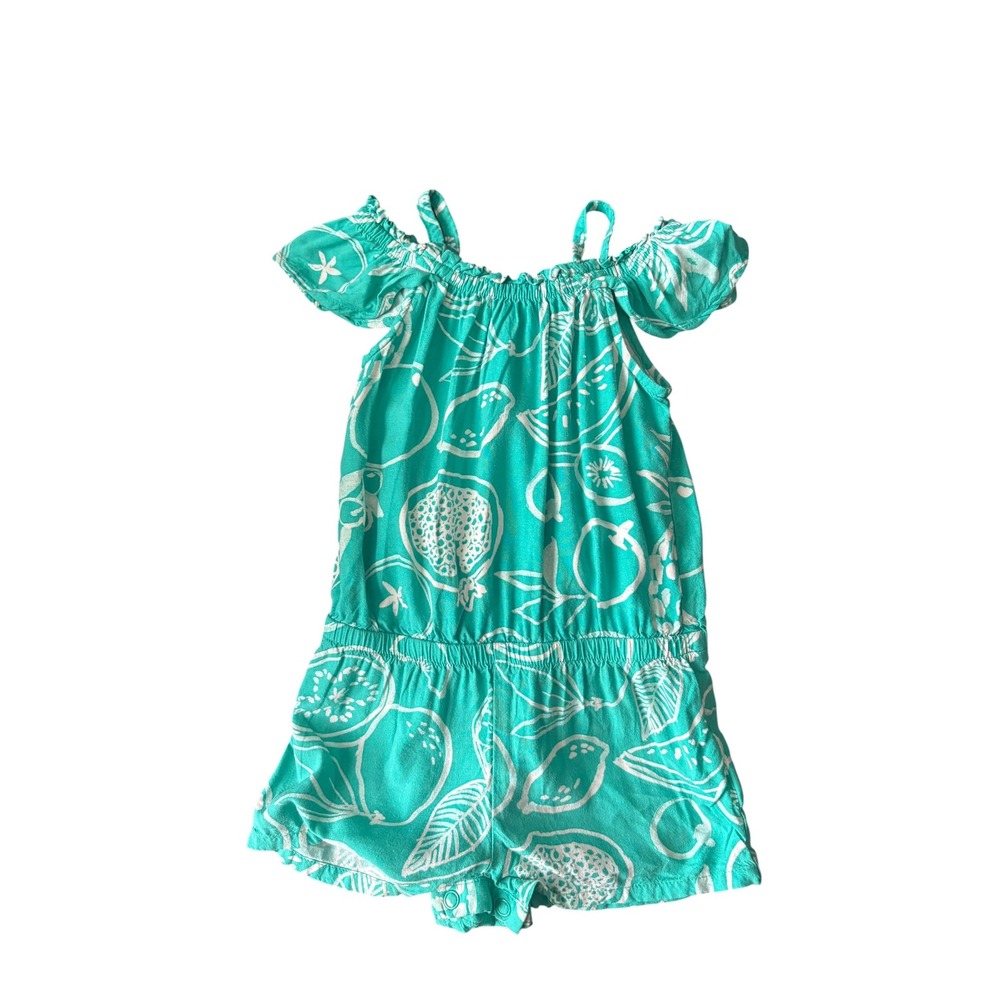 Cat & Jack Toddler Girls 18M Cold Shoulder Romper Green Fruit Print‎ Rayon
